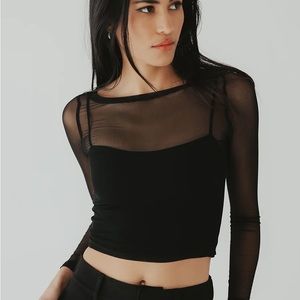 Klassy network black two piece mesh long sleeve brami